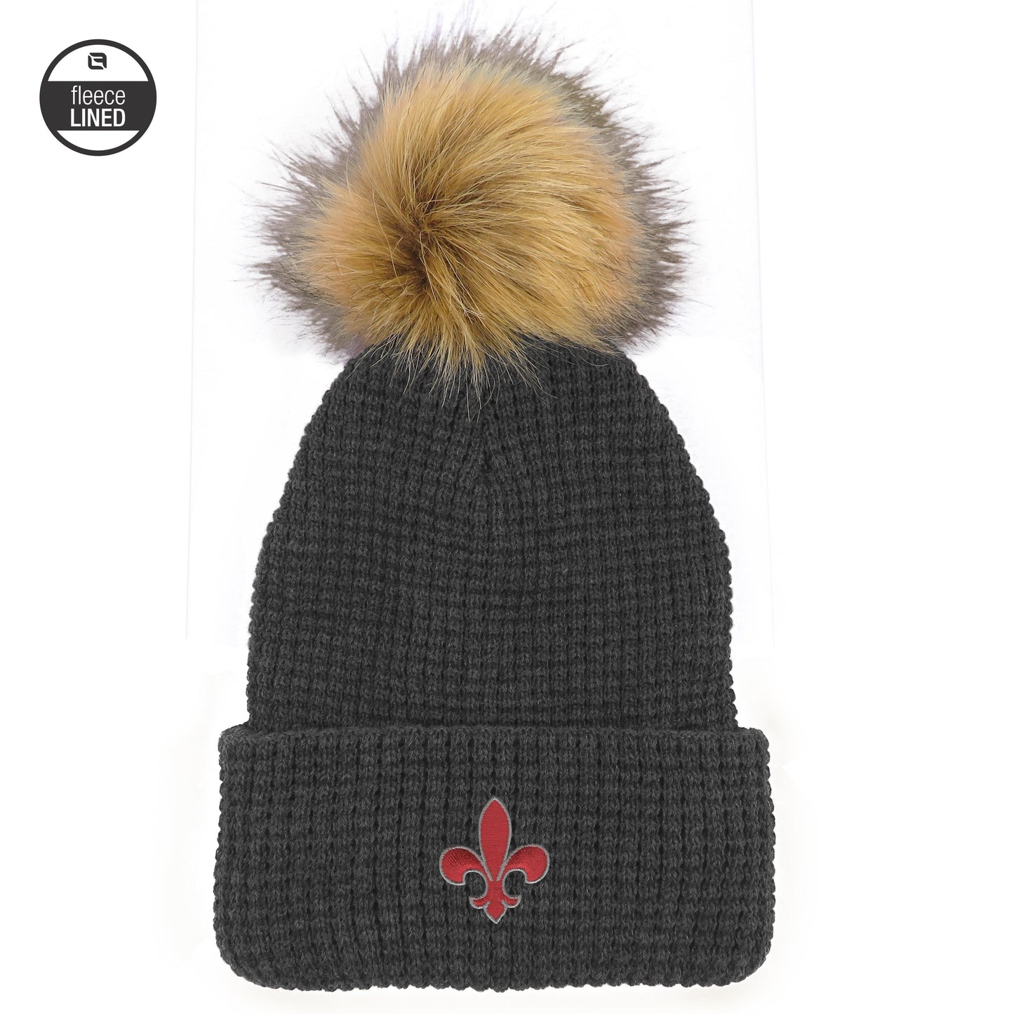 Womens Gray PomPom Hat