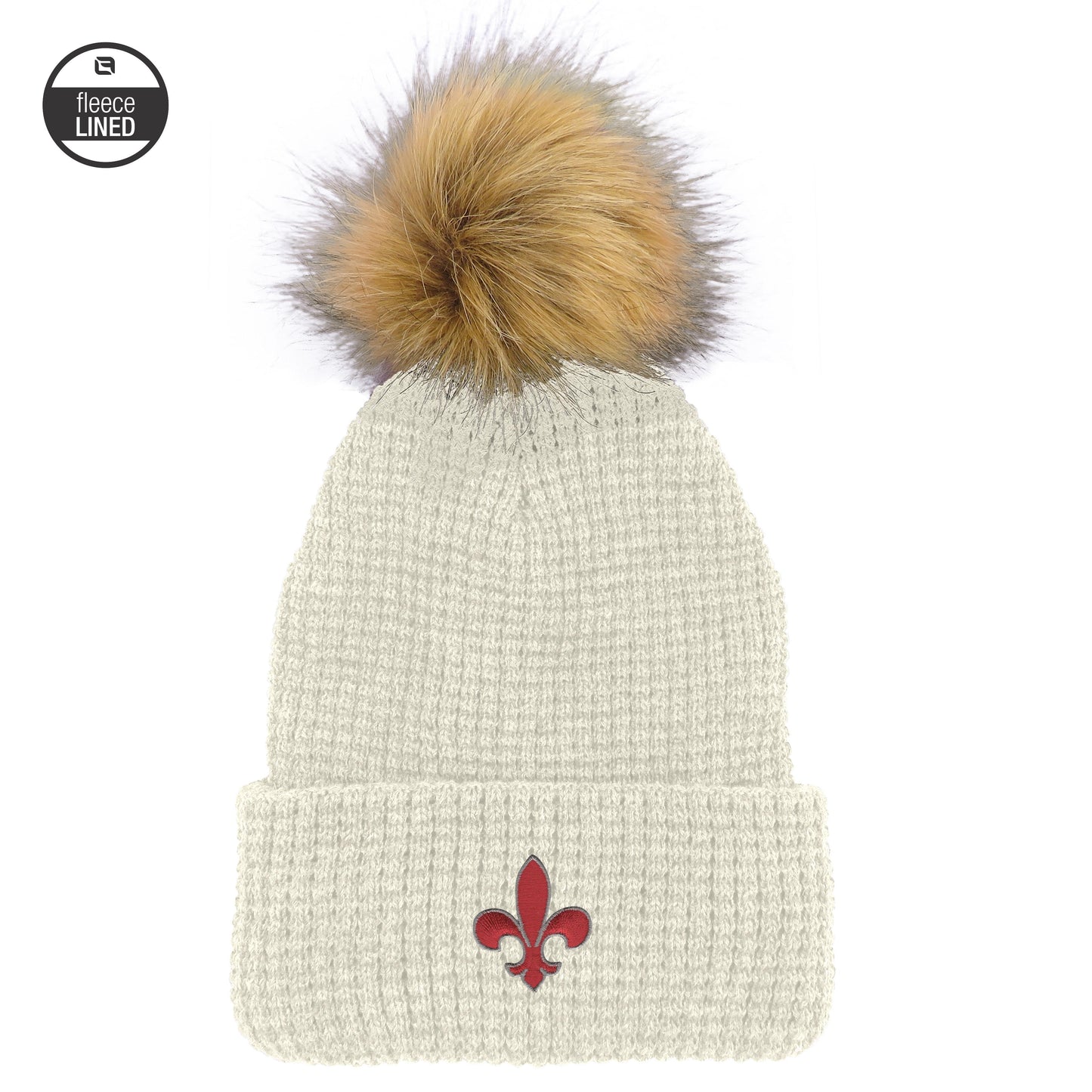 Womens Cream PomPom Hat