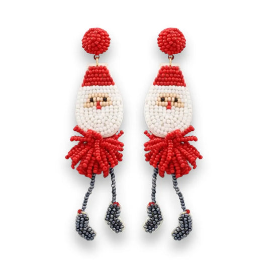 Beaded Santa Earrings w/ Legs